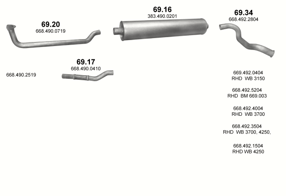 Auspuffanlage für MERCEDES 6-9 T 609 D/709 D