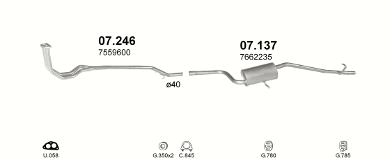 Auspuffanlage für FIAT UNO 1.0 (1.0 45 i.e. FIRE)