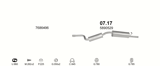 Auspuffanlage für FIAT UNO 1.4 (1.4 i.e. 70 MAN)