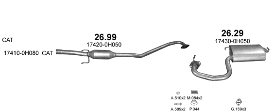 Auspuffanlage für TOYOTA AVENSIS 2.0 (2.0i 16V)