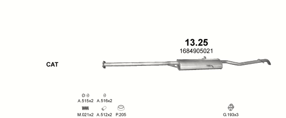Auspuffanlage für MERCEDES A140L - W168 1.4 (1.4 LWB 2440)