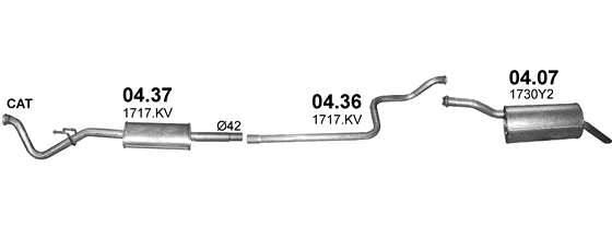 Auspuffanlage für PEUGEOT PARTNER II 1.6 (1.6 / 1.6 TEPEE)