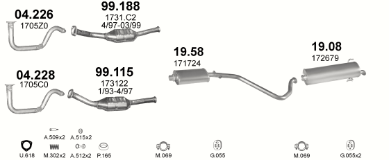 Auspuffanlage für PEUGEOT 306 1.4 (1.4i)