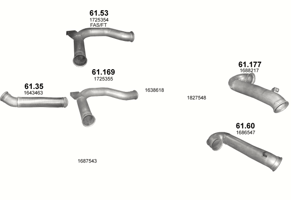 Auspuffanlage für DAF XF 105 12.9 (4X2 ; 8X2 ; 8X4 ; 6X2/2 ; 6X2/4)
