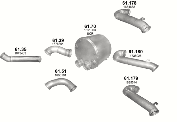 Auspuffanlage für DAF XF 105 12.9 (4X2 ; 6X2/2 ; 6X2/4)