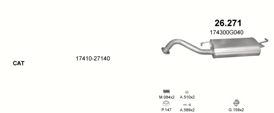 Auspuffanlage für TOYOTA COROLLA 2.0 D (2.0 D4D)