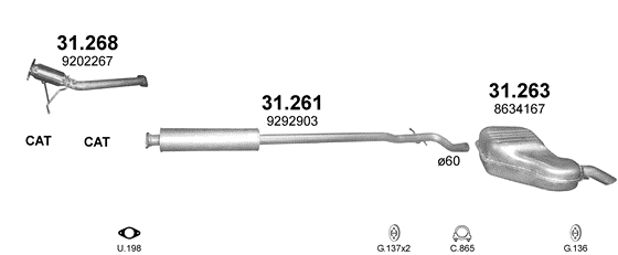 Auspuffanlage für VOLVO S60 2.4 (2.4i)