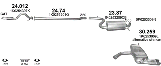 Auspuffanlage für SEAT LEON 1.4 (1.4 TSi)