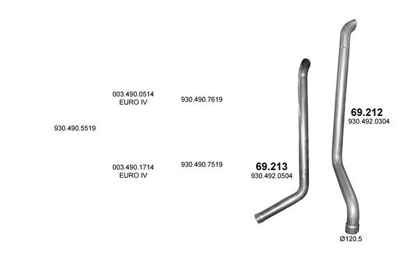 Auspuffanlage für MERCEDES ACTROS 16.0 (4X2 ; 4X4 ; 6X4 ; 6X6 ; 6X2/2 ; 6X2/4)
