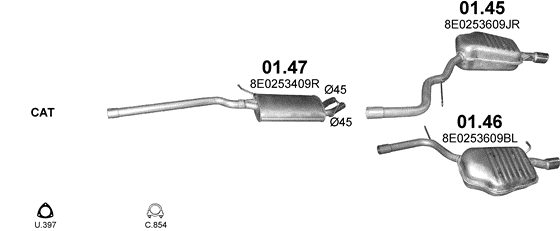 Auspuffanlage für AUDI A4 1.8 (1.8i 20V Turbo)