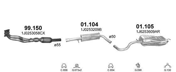 Auspuffanlage für AUDI A3 1.8 (1.8 20V APG AGN)