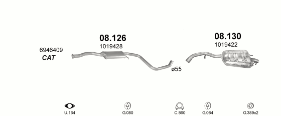 Auspuffanlage für FORD ESCORT 1.8 (1.8i 16V)