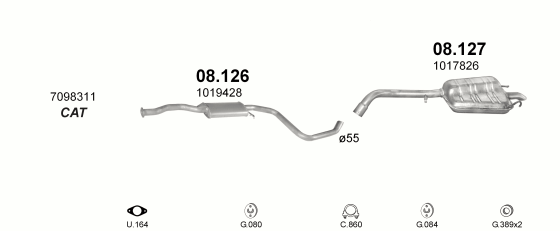 Auspuffanlage für FORD ESCORT 1.8 (1.8i 16V)