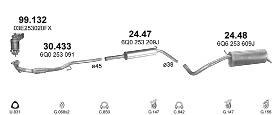 Auspuffanlage für SEAT IBIZA 1.2 (1.2 12V)