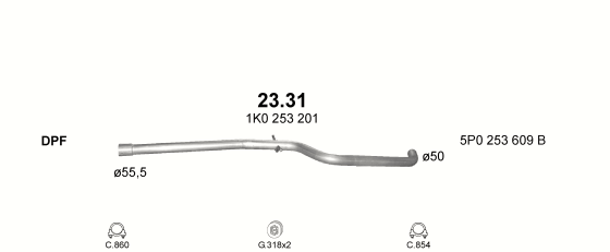 Auspuffanlage für SEAT ALTEA 1.9 D (1.9 TDi Turbo Diesel)