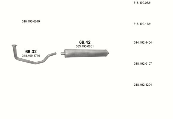Auspuffanlage für MERCEDES 6-9 T 811 LP-LPK-LPO-LPS/ 813 LP-LPK-LPL-LPLS-LPO-LPS/ 913 LP-LPL-