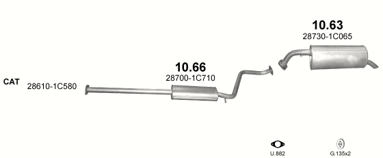 Auspuffanlage für HYUNDAI GETZ 1.4 (1.4i 16V)