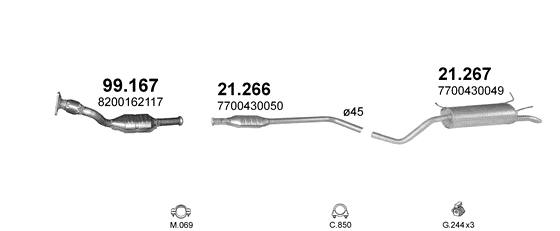 Auspuffanlage für RENAULT MEGANE I 1.4 (1.4i 16V)