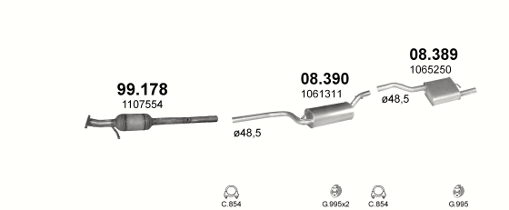 Auspuffanlage für FORD FOCUS 1.6 (1.6i 16V)