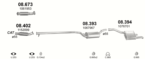 Auspuffanlage für FORD FOCUS 1.8 D (1.8 TDi Turbo Diesel)