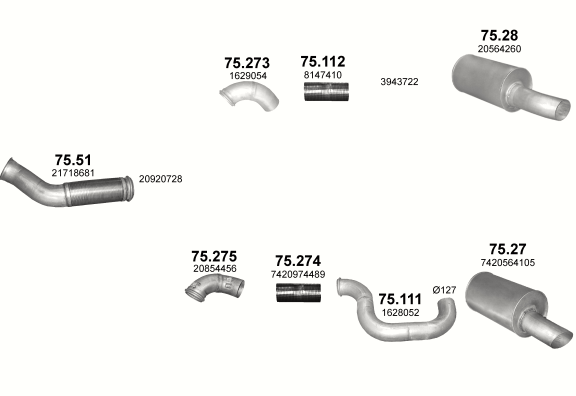 Auspuffanlage für VOLVO FM 11 10.8 (D11C)