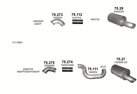 Auspuffanlage für VOLVO FH 13 12.8 (D13C)