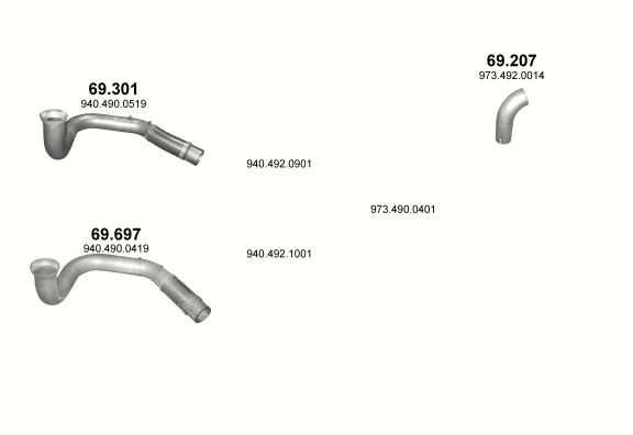 Auspuffanlage für MERCEDES ATEGO 6.4 (4X2 ; 4X4 ; 6X2/4 ; 6X2/2/4)