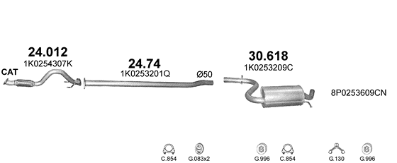 Auspuffanlage für VOLKSWAGEN GOLF V 1.4 (1.4 TSi)