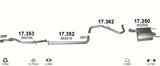 Auspuffanlage für OPEL INSIGNIA 2.0 D (2.0 CDTi Turbo Diesel)