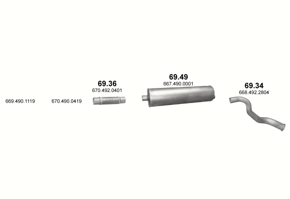 Auspuffanlage für MERCEDES 6-9 T 814 DA (WB 3150 , 3700)