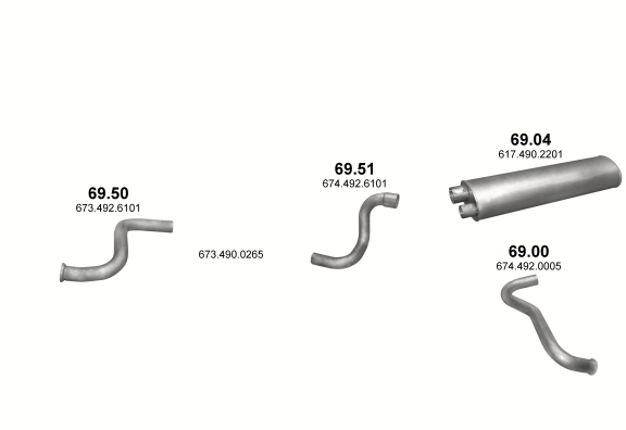 Auspuffanlage für MERCEDES 6-9 T 711/811/811 K/814/814 L-S/817/817 L-S-LS-K/917/917 K