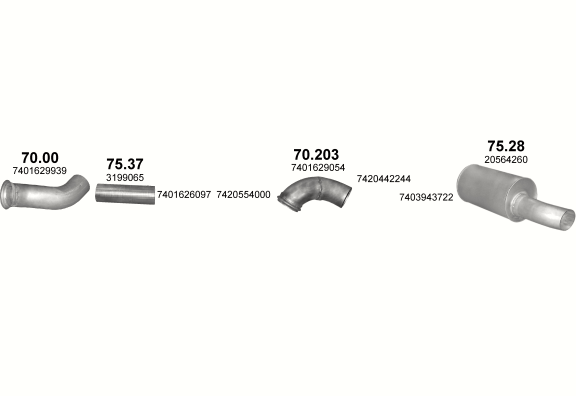 Auspuffanlage für RENAULT MAGNUM 12.1 (DXi 12 ; 18/24/26 TON)