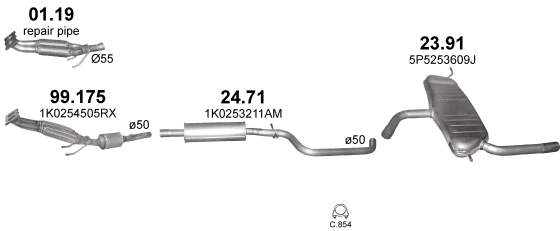 Auspuffanlage für SEAT ALTEA XL 1.6 (1.6 8V)