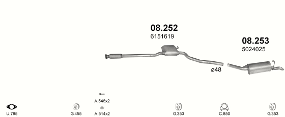 Auspuffanlage für FORD SCORPIO 2.5 D