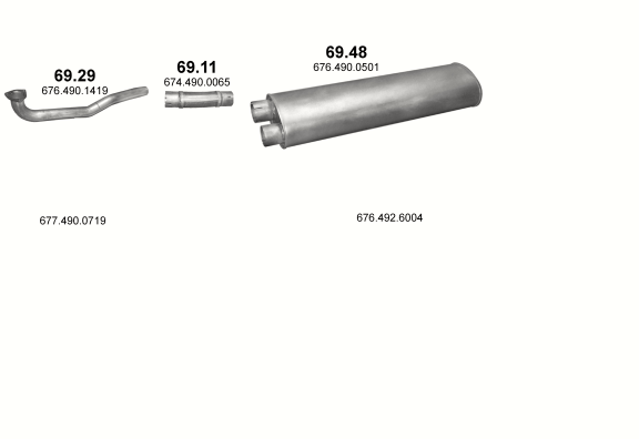 Auspuffanlage für MERCEDES 10-16 T 1117/1117 S-K/1317/1317 S/1517 (1117 - WB 3700, 4250, 4900, 5550 ; 1317 - WB 3640, 4190, 4840, 5490 ; 1517 - WB 3300, 3640, 4190, 4840, 5490 ; 1117 S - WB 3150,)