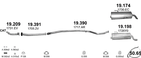 Auspuffanlage für PEUGEOT 206+ 1.4 (1.4i)