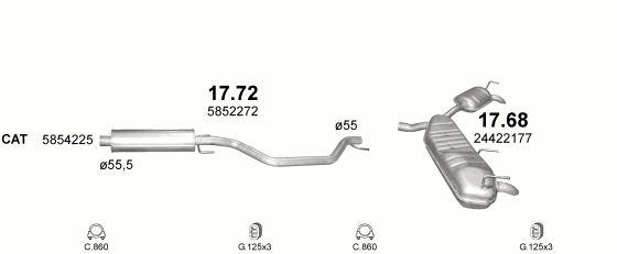 Auspuffanlage für OPEL VECTRA C 2.2 (2.2i direct)