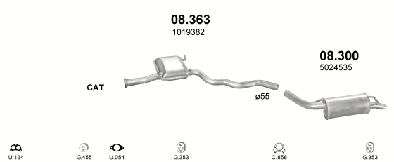 Auspuffanlage für FORD SIERRA 2.0 (2.0i DOHC 2x4/4x4)