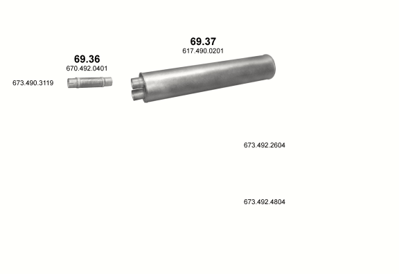 Auspuffanlage für MERCEDES 6-9 T 709/809 (709 - WB 3090, 3640, 4190  ;  809 - WB 3150, 3360, 3700, 4250, 4900)