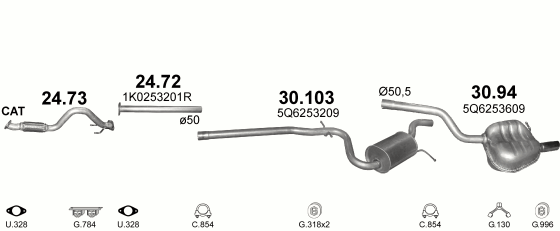 Auspuffanlage für VOLKSWAGEN JETTA IV 1.2 (1.2 TSi)