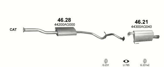 Auspuffanlage für SUBARU LEGACY 2.0 (2.0)