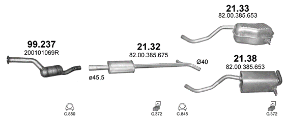 Auspuffanlage für RENAULT CLIO III 1.6 (1.6i 16V)