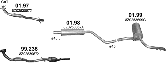 Auspuffanlage für AUDI A2 1.4 (1.4 16V)