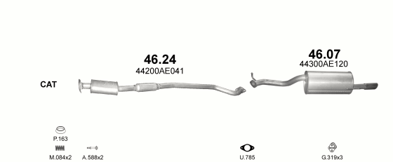 Auspuffanlage für SUBARU LEGACY 2.5 (2.5 16V 4X4)
