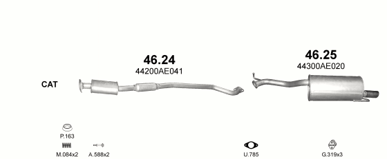 Auspuffanlage für SUBARU LEGACY 2.5 (2.5 16V 4X4)