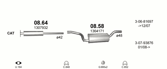 Auspuffanlage für VOLVO S40 1.6 (1.6i)