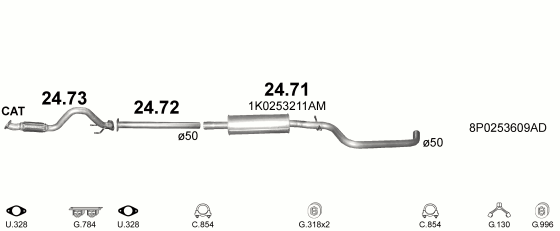 Auspuffanlage für AUDI A3 1.2 (1.2 TSi)