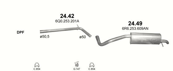 Auspuffanlage für VOLKSWAGEN POLO 1.2 D (1.2 TDi Turbo Diesel)