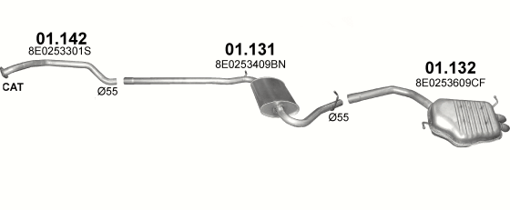 Auspuffanlage für AUDI A4 1.9 D (1.9 TDi Turbo Diesel)