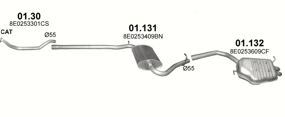 Auspuffanlage für AUDI A4 1.9 D (1.9 TDi Turbo Diesel)